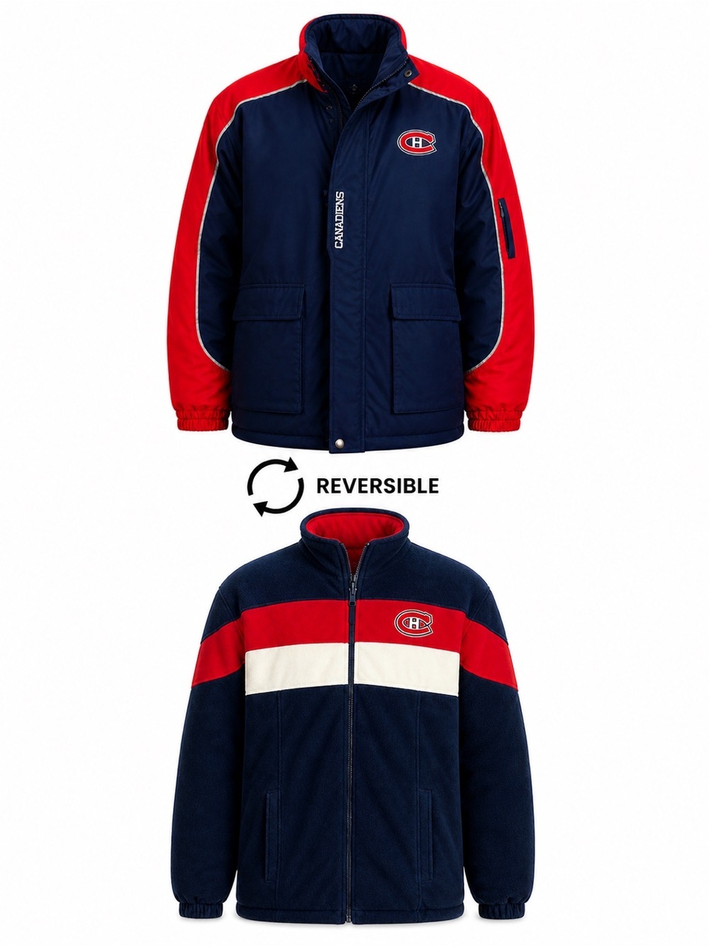 Size XL‎ Montreal Canadiens Men’s Reversible Vintage Jacket NHL Hockey Fleece